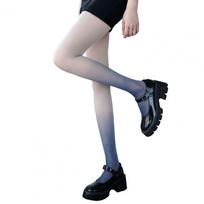 Female Girls Gradient Contrast Color Pantyhose High Elasticity Skinny Breathable Women Cosplay Tights Colored Jk Anime Stockings One Size