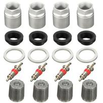 4pcs TPMS Tire Pressure Sensor Repair Washer Nut Valve Caps Service Kit Silver Aluminum for Toyota Gadget Car Accessories sidabras