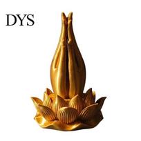3D Printed Lotus Sculpture Buddha Hand And Flower Ornament, Base Chinese Style Home Accent Statue, Zen Decoration for Office Tea Room Decor Ornament auksinė