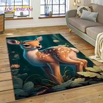 Dream Christmas Elk Sika Deer Cartoon Area Rug,Carpet Rug for Home Living Room Bedroom Sofa Doormat Decor,kid Non-slip Floor Mat 40x60cm
