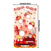 1PC Firefighter Theme Bean Bag Toss Game Set with Backdrop Banner - Fire Safety Toss Games for People raudona