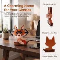 Wooden Desk Top Glasses Display Stand  Office Desktop Eyewear Arrangement fox