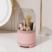 Transparent Makeup Brush Holder 360° Rotating Pen Holder Lipstick Storage Box  Bashroom rožinė