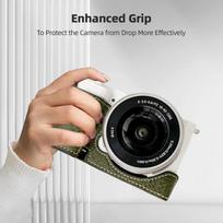 Portable Camera Protective Case Retro Style Camera Case Holder Carry Bag Opening Bottom Design Replacement for ZVE10 žalia