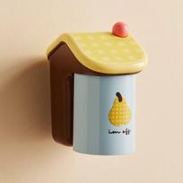 House Shape Design Toothbrush Cup Holder Magnetic Mounting Wall Mounted Holder  Bathroom 1PC Pears