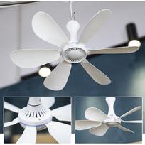 Portable 6-Leaf Ceiling Fan 5V, USB Tent Fan for Camping, Outdoor Gazebo, Compatible Battery Power, 16.54 x5.91  (White)