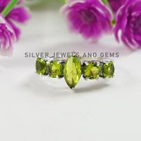 Marquise Peridot Ring: Sterling Silver Eternity Band, August Birthstone 12.25 peridotas