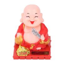 3.43x4.33in Solar Buddha Dashboard Statue Indoor Symbolic Buddha Decor  Window Sill Table Statue raudona