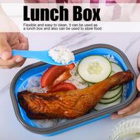 Microwave Safe Foldable Bento Box Capacity Portable Food Storage Foldable Bento Lunch Box  Picnic mėlyna