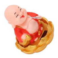 Plastic Light Sensing Nodding Maitreya Buddha  Car Interior Dashboard Display raudona