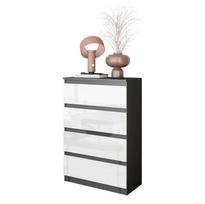 Komoda 4 szuflady 60 cm gabriel antracyt/biały połysk salon, sypialnia