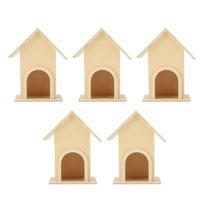 5Pcs Unpainted Surface Wooden Birdhouse Durable Bird Cage Craft Garden Ornament  Patio Decoration 5Pcs