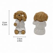 Cute Cocker Spaniel Dog Resin Figurine in Bathrobe Wiping - Desktop Decor Ornament Gift One Size