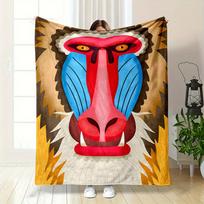 Forest cartoon baboon pattern Flannel printed blanket suitable for all seasons suitable for living room office sofa and travel Size: 75*100cm, Weight: 230 GSM
