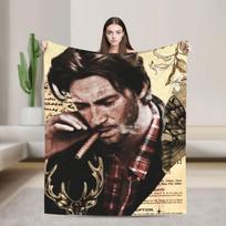 Blanket Travel Office Arthur Morgan Red Dead Redemption Throw Blanket Flannel Bedspread For Home Decor Funny Sofa Bed Cover Size: 75*100cm, Weight: 230 GSM