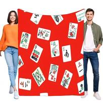 Stylish Mahjong Cards Blanket Cozy Soft Bed Sofa Throw Lightweight for Indoor Outdoor Use, Perfect for Gifts and Home Decor Size: 75*100cm, Weight: 230 GSM
