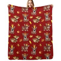 Corgi Kingdom Throw Blanket Travel Size Cozy Blanket for Plane Train Size: 75*100cm, Weight: 230 GSM