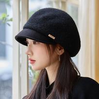 Elegant Beret Autumn and Winter New Retro Woolen Painter Hat Windproof Warm Newsboy Hat Women's Winter Knitted Wool Hat Outdoor Travel Windproof Hat one size juoda
