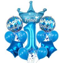 Blue Crown Aluminum Film Balloon Set Baby Birthday Party Balloon Digital Balloon Scene Arrangement Balloon Blue Crown Balloon Set 1