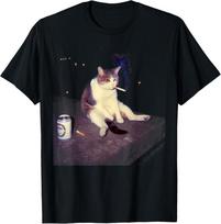 Cigarette Kitten Funny Smoking Cat Meme Stupid Brainrot Unisex T-Shirt XXXL