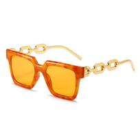 Ins New Retro Candy Color Square Women Sunglasses Luxury Brand Trend Chain Frame Design Men High Quality Gafas de sol UV400 as  picture