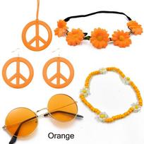 Boho Taikos ženklo hipių kostiumo aksesuarų rinkinys Karoliai Auskarai merginoms vakarėliui Orange