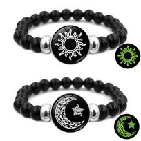 New Luminous Couple Bracelets Elegant Beading Bracelet Sun Moon Hand Chain Couple Jewelry Gift juoda