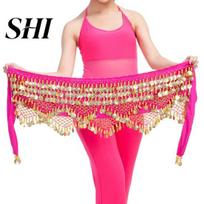 Stylish Body Chain Velvet Belly Dance Waist with Coin Lace-up Lightweight Women Dancing Belt Dancer Accessories Delicate Jewelry rožinė raudona spalva