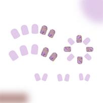 Short Square Artificial Nail Spring Press on Nail Floral Designs False Nail Glossy Full Cover Stick on Nail for Women 1