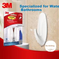 3M Bathroom Hooks Waterproof No Drilling Traceless Wall Hooks Strong Adhesive Reusable Design Home Size 2 Pieces
