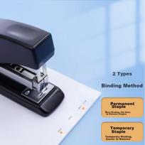 12# Stapler, Business-Style Low-Effort Stapler, Office Supplies, Pop-Up Staple Channel, Exam Paper And Homework Binding Machine, Black ABS91640