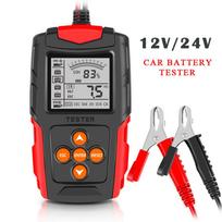 FOXSUR Car Battery Tester Analyzer 12V 24V VRLA GEL AGM Automotive Quick Load Plug Cranking Test Diagnostic Tools For Motorcycle raudona