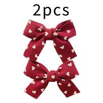 2PC New Lovely Princess Red Bow Girl Hairpins Children Headwear Hairgrips Hair Clips Barrettes Lovely Hair Accessories