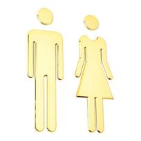 Akrilinė 3D tualeto ženklo plokštelė Elegantiškas prausyklos durų sienos lipdukas WC vonios kambario ženklas Meno namų vonios kambario dekoras auksas