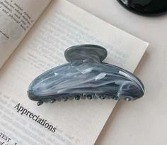 Large Half Round Bun Clip for Women, Black Pattern One Size