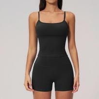 Cream polished shock-proof sports vest set High waist hip lift fitness suit Yoga suit set S