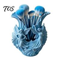 Unique Desk Stationery Holder 3D Printed Pen Holder, Fairies Desktop Organizer for Pens, Pencils, Makeup Brushes, Special Gift Art Lovers Minimalist B mėlyna