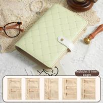 PU Leather Jewellery Binder Zipper Jewelry Organizer Roll Jewelry Storage Bag  for Women žalia