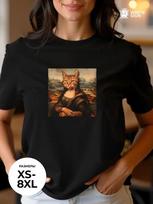 Mona-Cat-Lisa Cotton Graphic T-Shirt XL