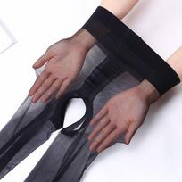 Ultra-Thin Sexy Tights For Women Open Crotch T-Crotchless Stretchy Nylon Transparent Pantyhose Tight Stocking One Size