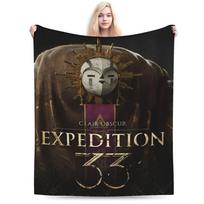 Clair Obscur Expedition 33 Gamer Vintage 90s Stuff Blankets Super Soft Velvet Throw Blanket Cozy Rug Piece Size: 75*100cm, Weight: 230 GSM