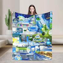 Color Frutiger Aero 2yk Blanket Picnic Flannel Bedding Throws For Couch Bed Warm Soft Design Quality Bedspread Gift Idea Size: 75*100cm, Weight: 230 GSM