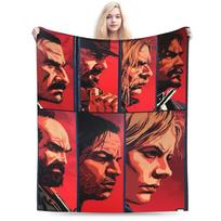 Red Dead Redemption 2 Blankets Travel Office Flannel Throw Blanket For Bedroom Super Warm Custom DIY Bedspread Birthday Present Size: 75*100cm, Weight: 230 GSM