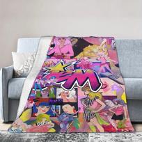 JEM The Holograms 1980s Retro Music Flannel Throw, Colorful Pop Art Design Lightweight Cozy for Home Office Travel, Fan Gift Size: 75*100cm, Weight: 230 GSM
