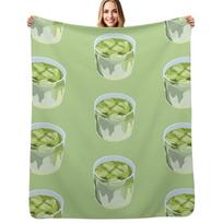 Iced matcha Throw Blanket Luxurious Soft Fuzzy Blanket for Sofa Bed Size: 75*100cm, Weight: 230 GSM