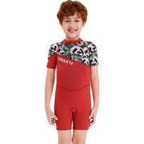 DIVESAIL Kids 2.5mm Neoprene Short Sleeve Wetsuit Surfing Diving Swimming Warmth Protection Boys Small raudona