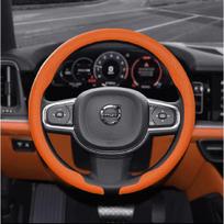 38cm Car Steering Wheel Anti-slip Wheel Cover Carbon Fibre For Volvo XC40 XC60 XC70 XC90 S40 S60 S80 S90 V40 V60 V70 V90 C70 Luxury Orange-O