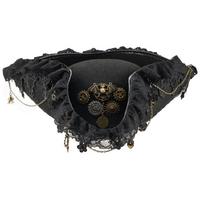 Steampunk Colonial Hat Lace Brims Design Unisex Pirate Hat Headwear For Pirate Theme Event And Dramatic Performances 1