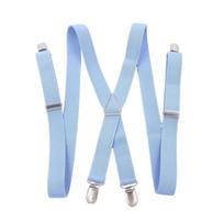 Elastic Adult Unisex Suspender Straps X Shape Elastic Clip-On Suspenders 4 Clip dangaus mėlyna spalva