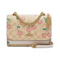 Coach Klare 22 Širdelės Vyšnių Rašto Dengto Drobės Ir Lygios Odos Petinė Įstriža Rankinė Maža Moteriškos Rankinės Ruda Balta CE610-IMOT4 Gift Box Set (Basic Set+Yellow Box)